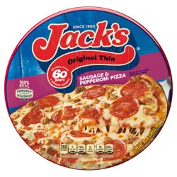 Jack's Jack’s Original Thin Crust Sausage and Pepperoni Pizza, Meat Pizza, Frozen
