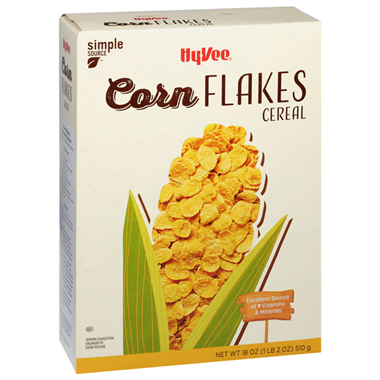 slide 1 of 1, Hy-Vee Cereal, Corn Flakes, 18 oz
