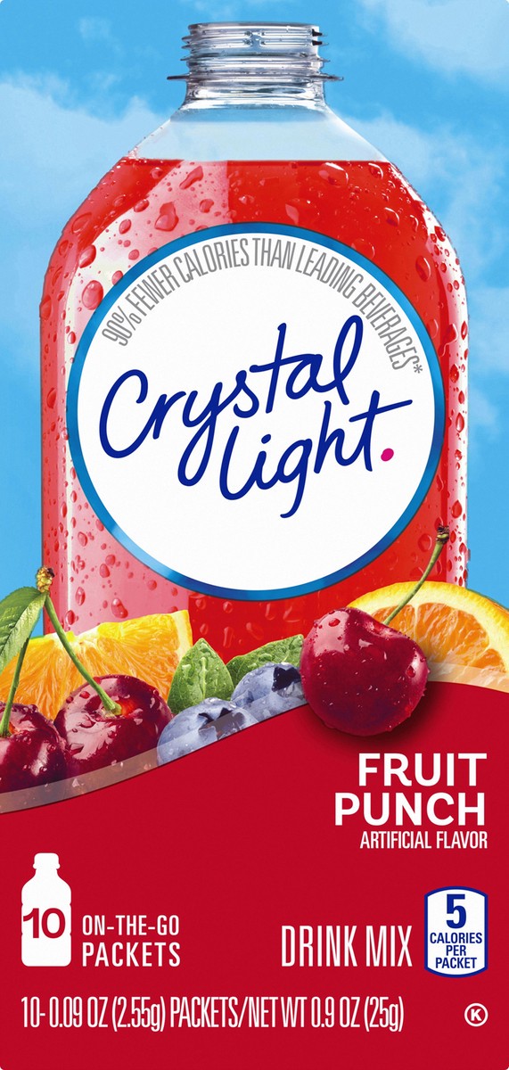 slide 1 of 5, Crystal Light Fruit Punch On-The-Go Powdered Drink Mix, 10 ct - 0.09 oz Packets, 0.9 oz
