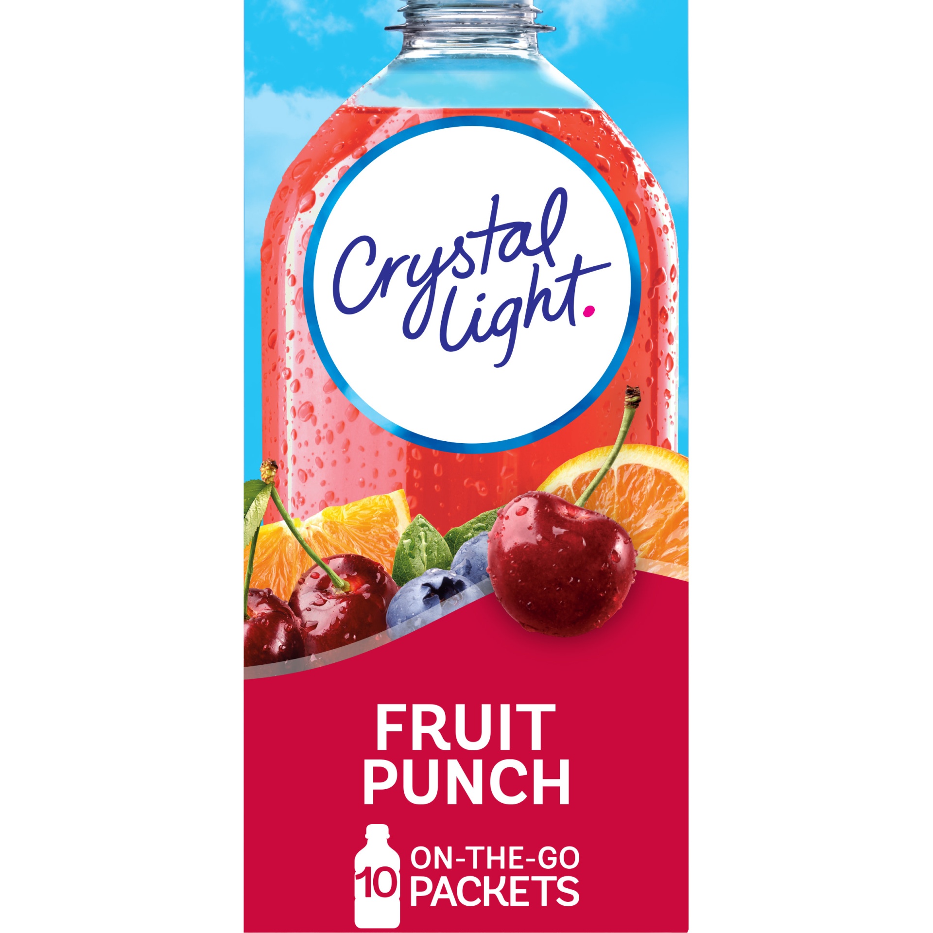 slide 1 of 1, Crystal Light Fruit Punch Artificially Flavored Powdered Drink Mix On-the-Go-Packets, 10 ct
