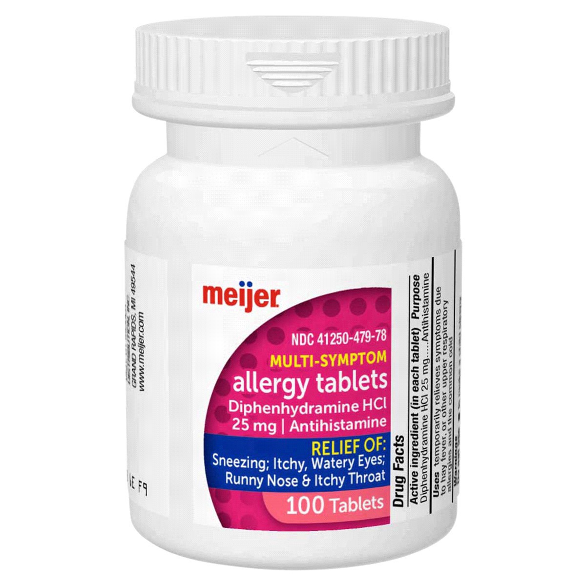 slide 9 of 29, Meijer Complete Allergy Medicine, Diphenhydramine HCl Tablets, Antihistamine, 100 ct; 25 mg