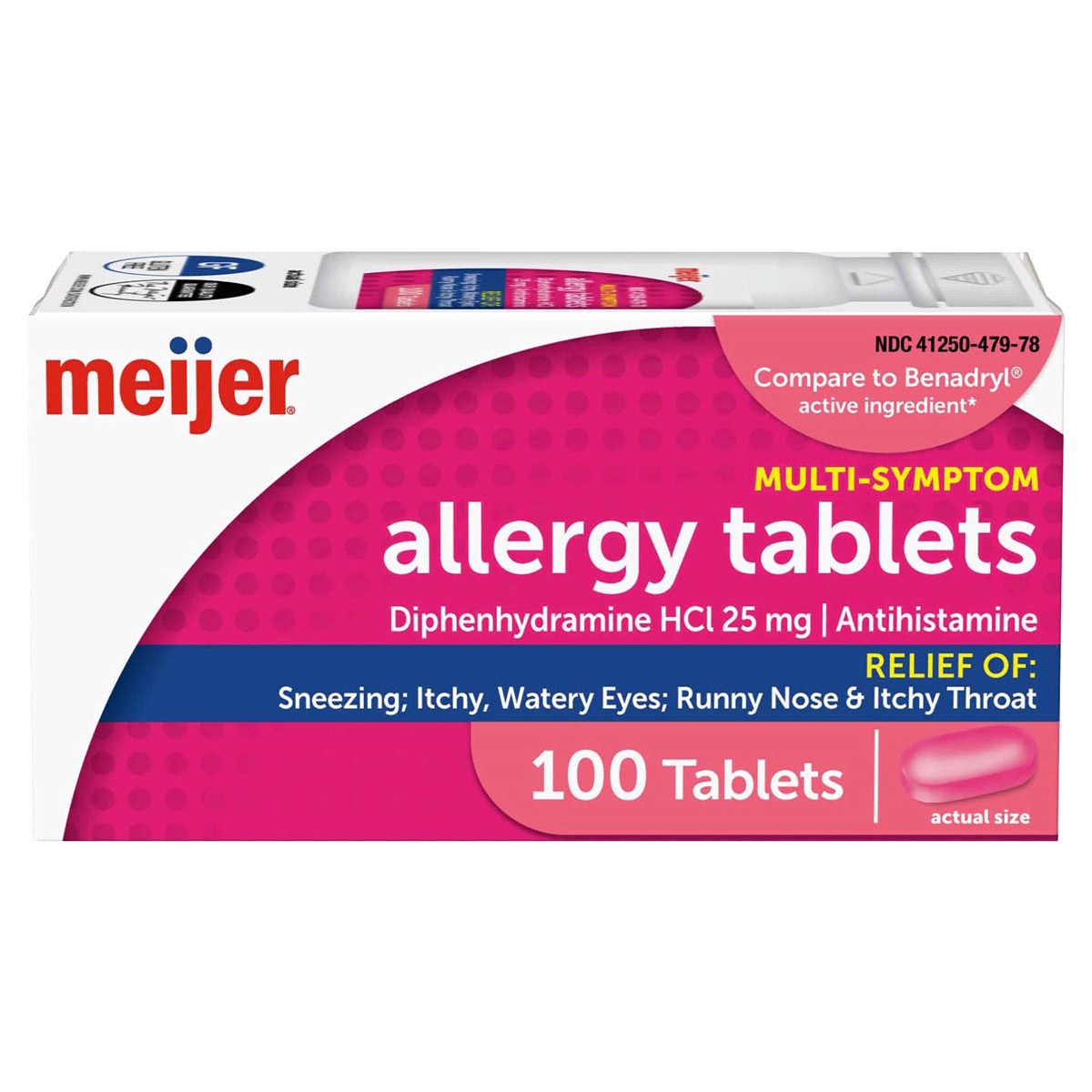 slide 1 of 29, Meijer Complete Allergy Medicine, Diphenhydramine HCl Tablets, Antihistamine, 100 ct; 25 mg