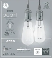 GE Refresh HD LED 60 Watt Replacement, Daylight, ST19 Wound Filament Edison Bulbs (2 Pack)