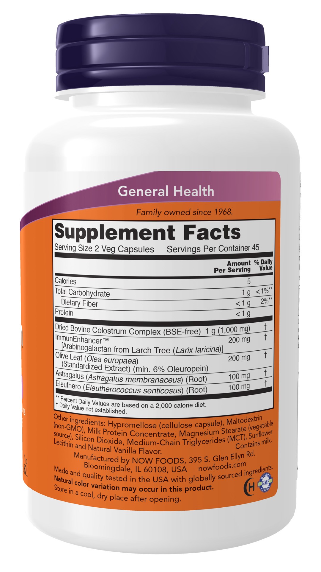 slide 2 of 4, NOW Super Colostrum 500 mg - 90 Veg Capsules, 90 ct