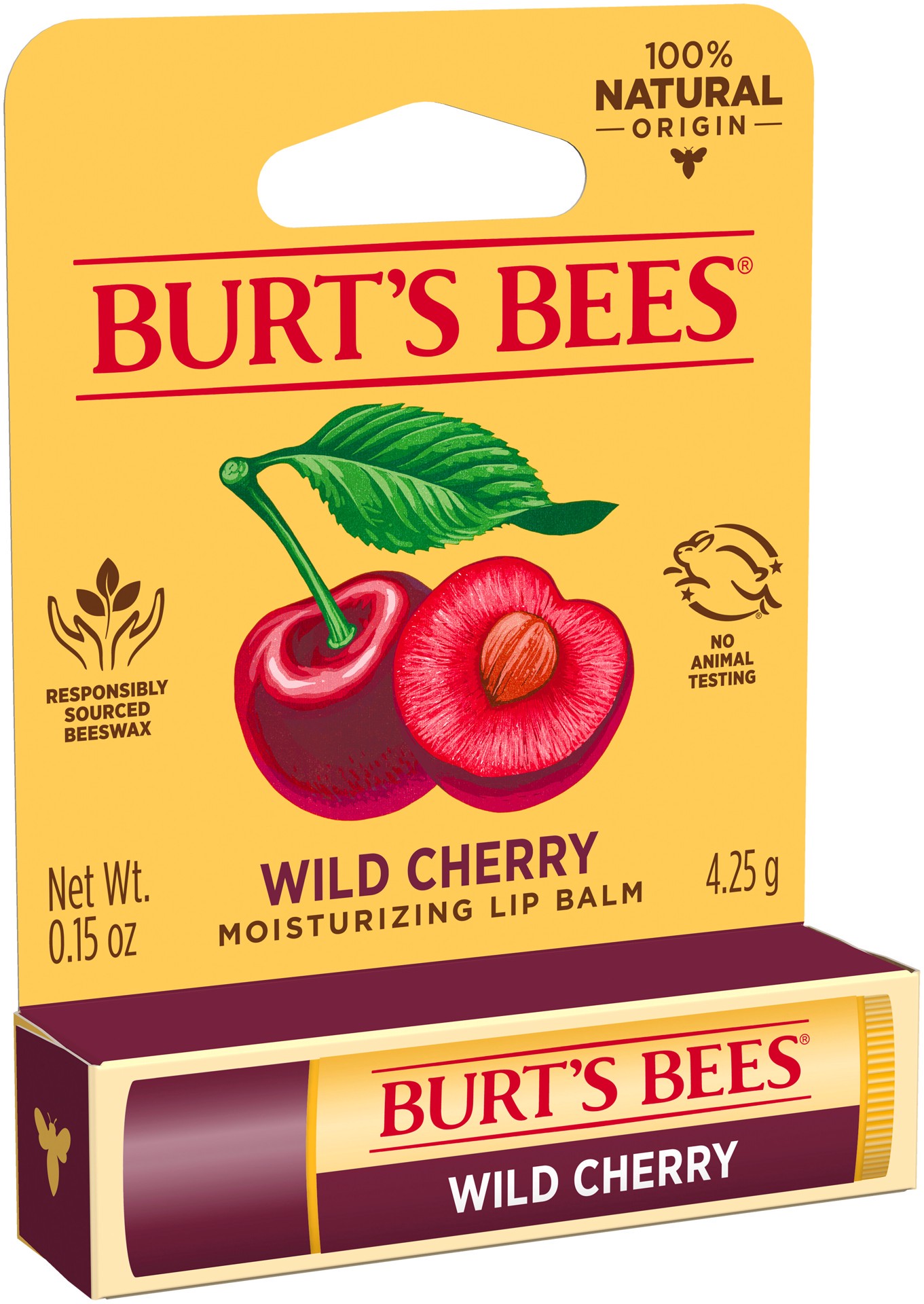 slide 2 of 5, Burt's Bees Moisturizing Wild Cherry Lip Balm 0.15 oz, 0.15 oz