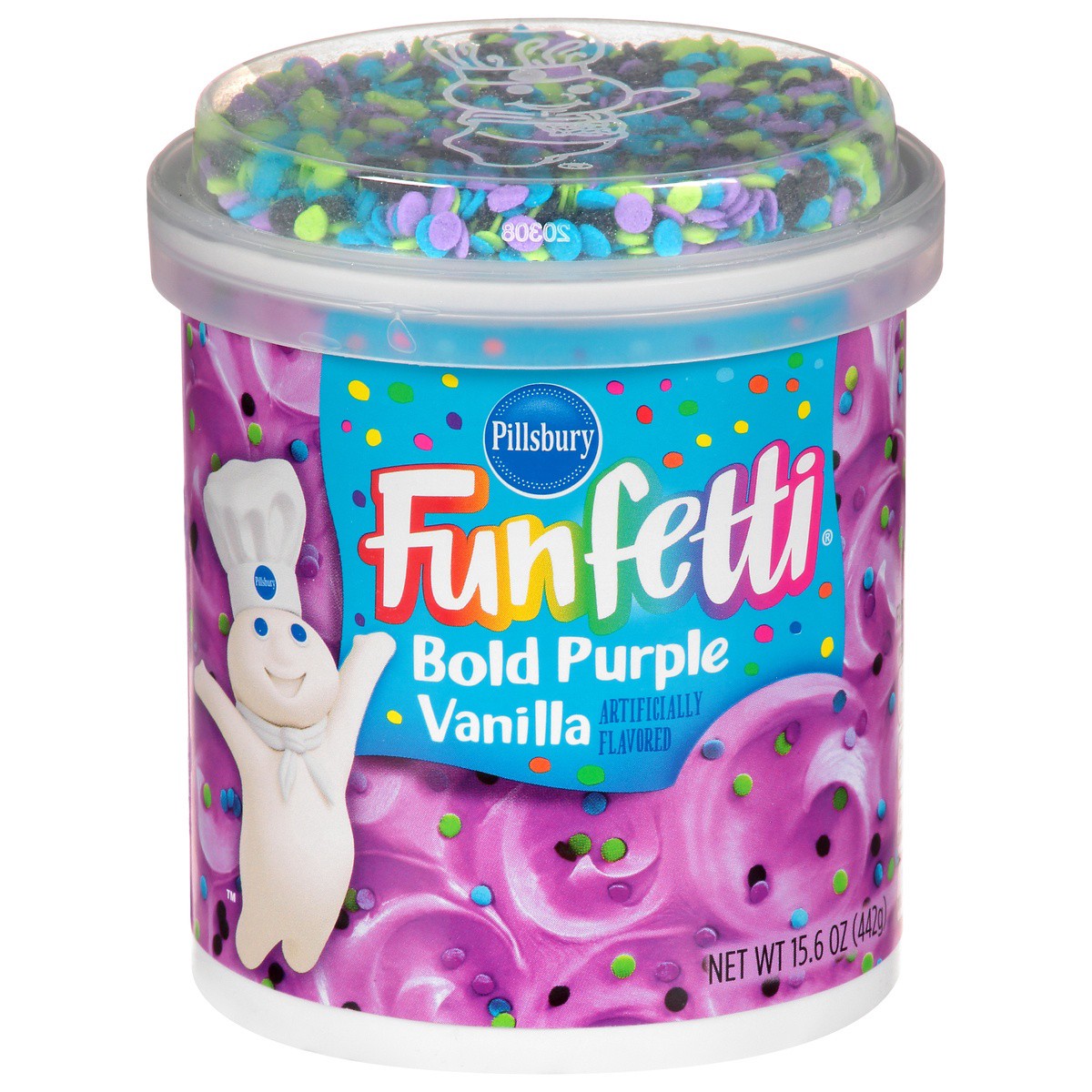 slide 1 of 9, Pillsbury Funfetti Bold Purple Vanilla Frosting, 15.6 oz, 15.6 oz