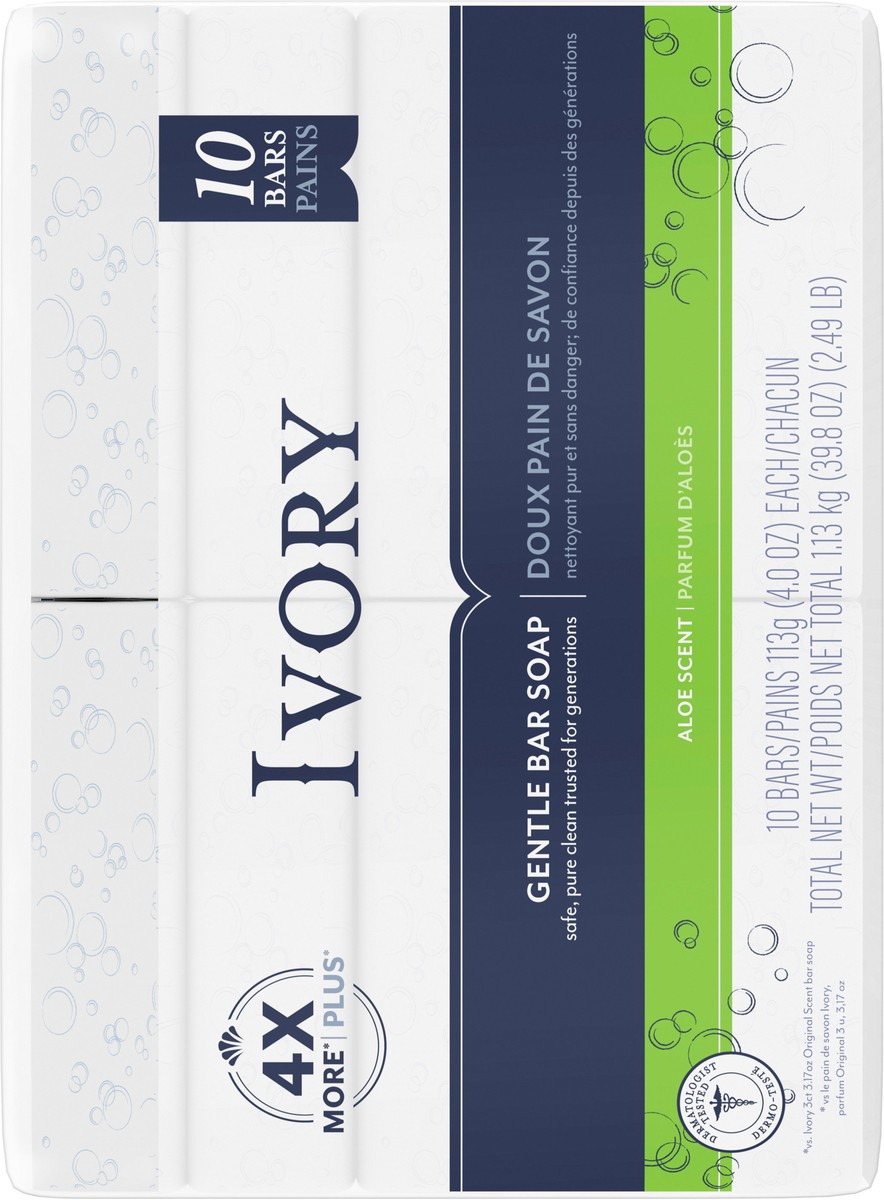 slide 3 of 3, Ivory Gentle Bar Soap Aloe Scent 39.8oz, 10 Count, 10 ct