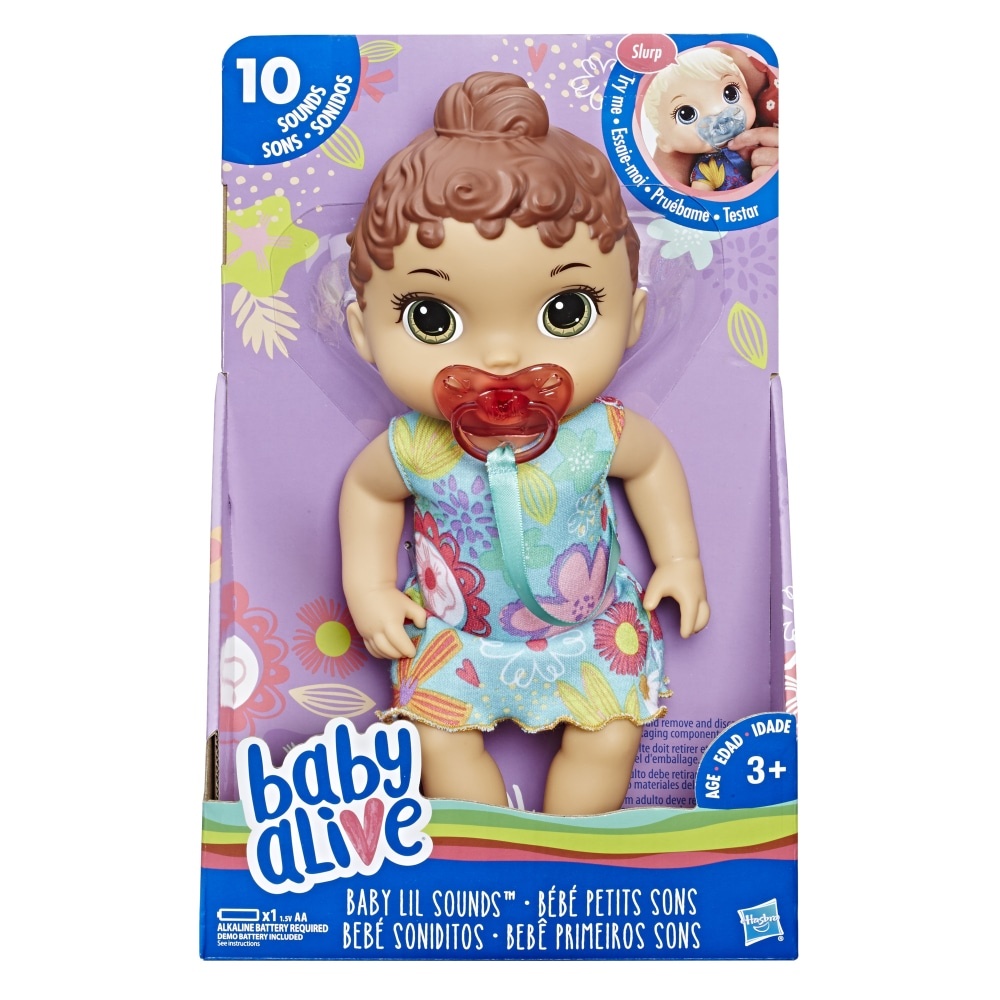 slide 1 of 1, Hasbro Baby Alive Baby Lil Sounds: Interactive Brown Hair Baby Doll, 1 ct
