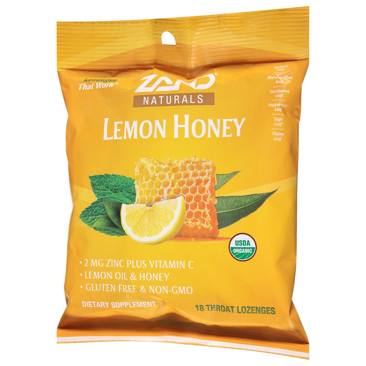 slide 3 of 9, ZAND Naturals Lemon Honey Throat Lozenges 18 ea Bag, 18 ct