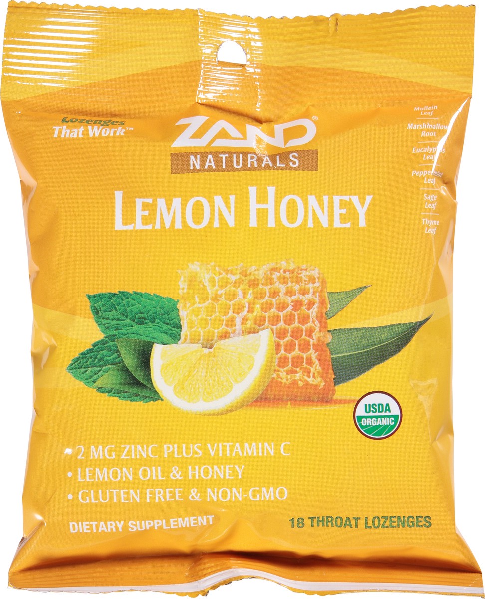 slide 6 of 9, ZAND Naturals Lemon Honey Throat Lozenges 18 ea Bag, 18 ct