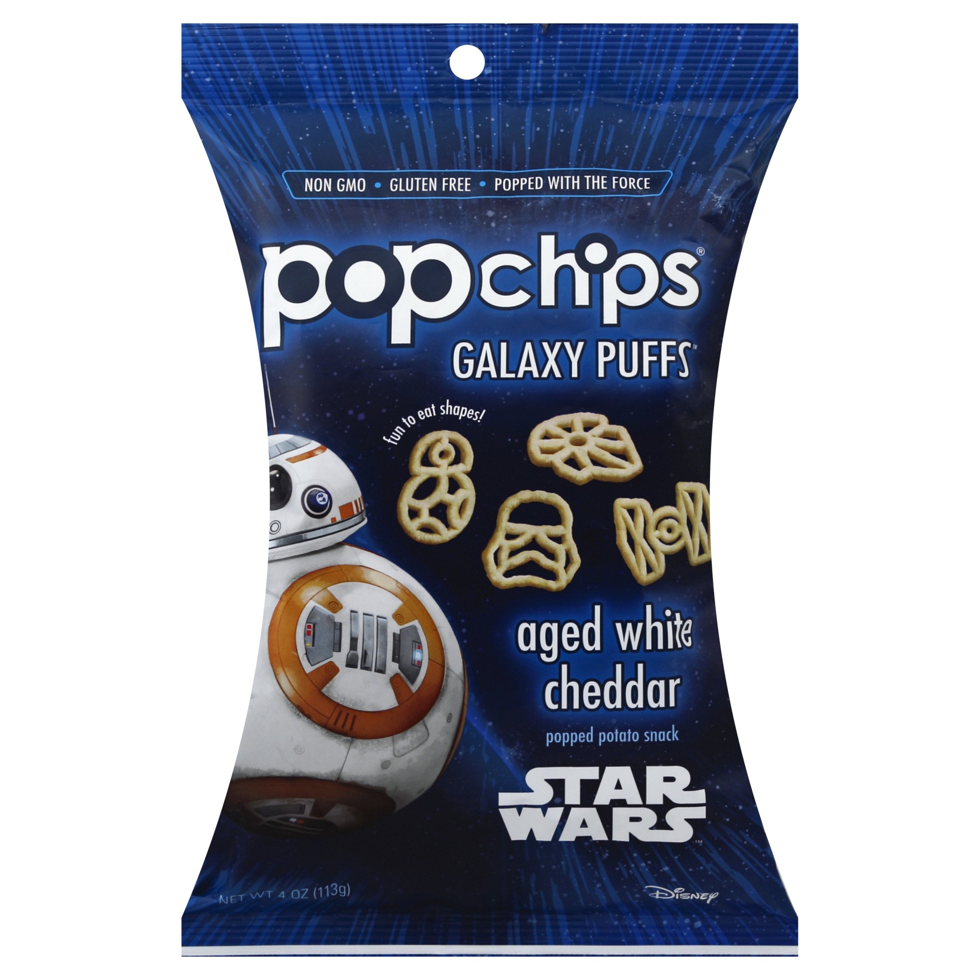 slide 1 of 5, popchips Star Wars Galaxy Puffs White Cheddar Popped Potato Snacks, 4 oz