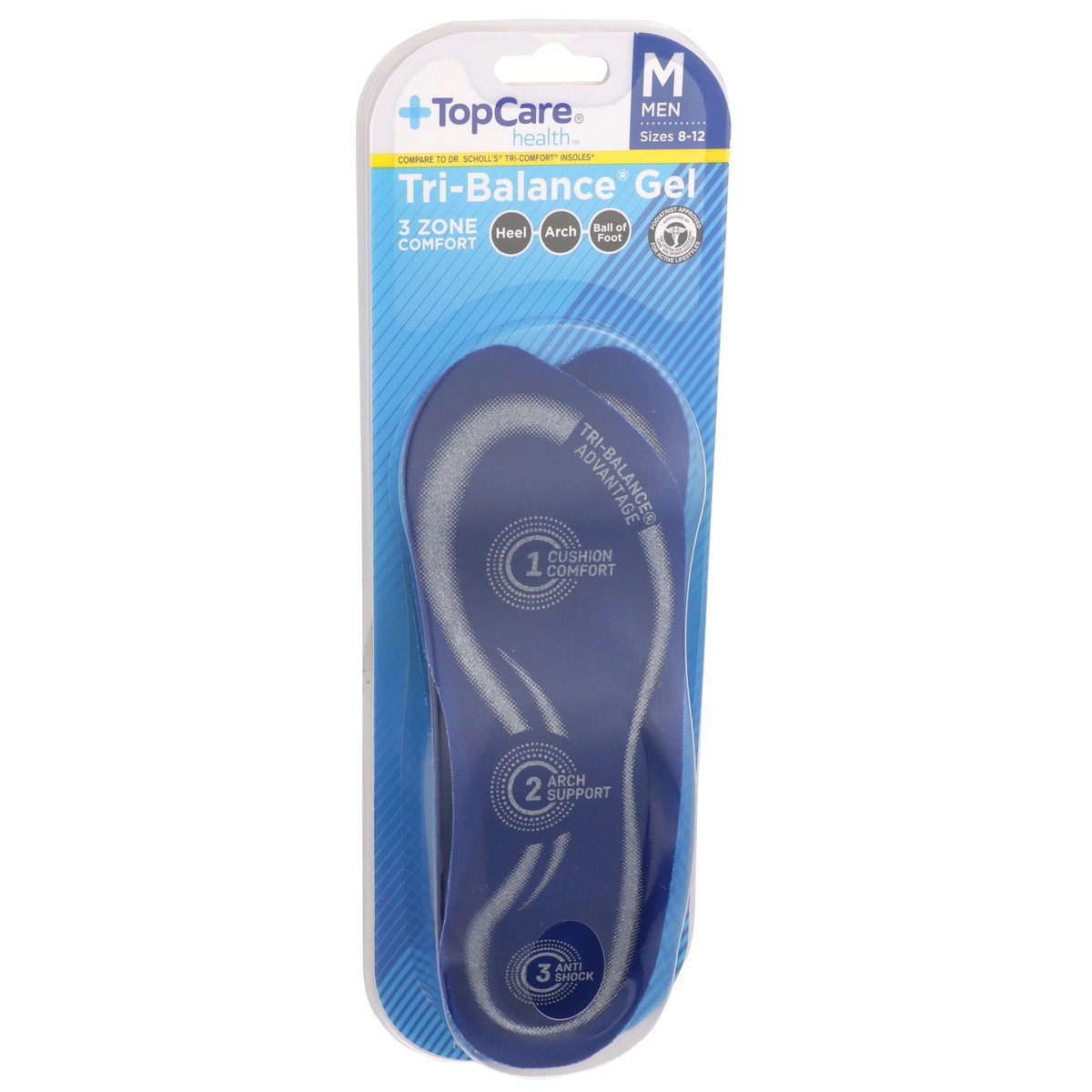 slide 4 of 8, TopCare 3Zone Support Comfort Insoles - Mens, 1 pair