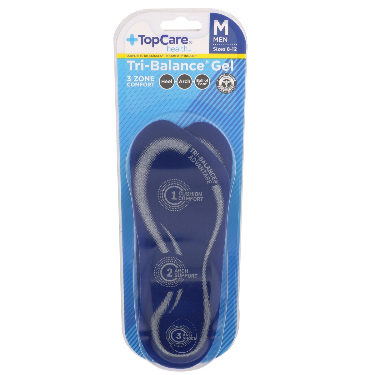 slide 1 of 8, TopCare 3Zone Support Comfort Insoles - Mens, 1 pair