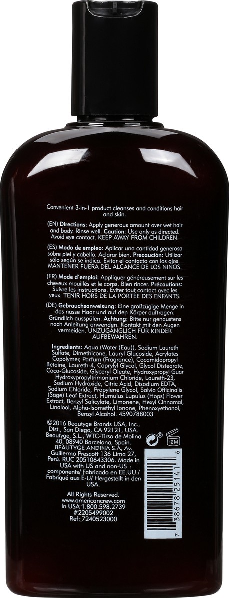 slide 11 of 12, American Crew 3-In-1 Shampoo, Conditioner and Body Wash, 15.2 oz