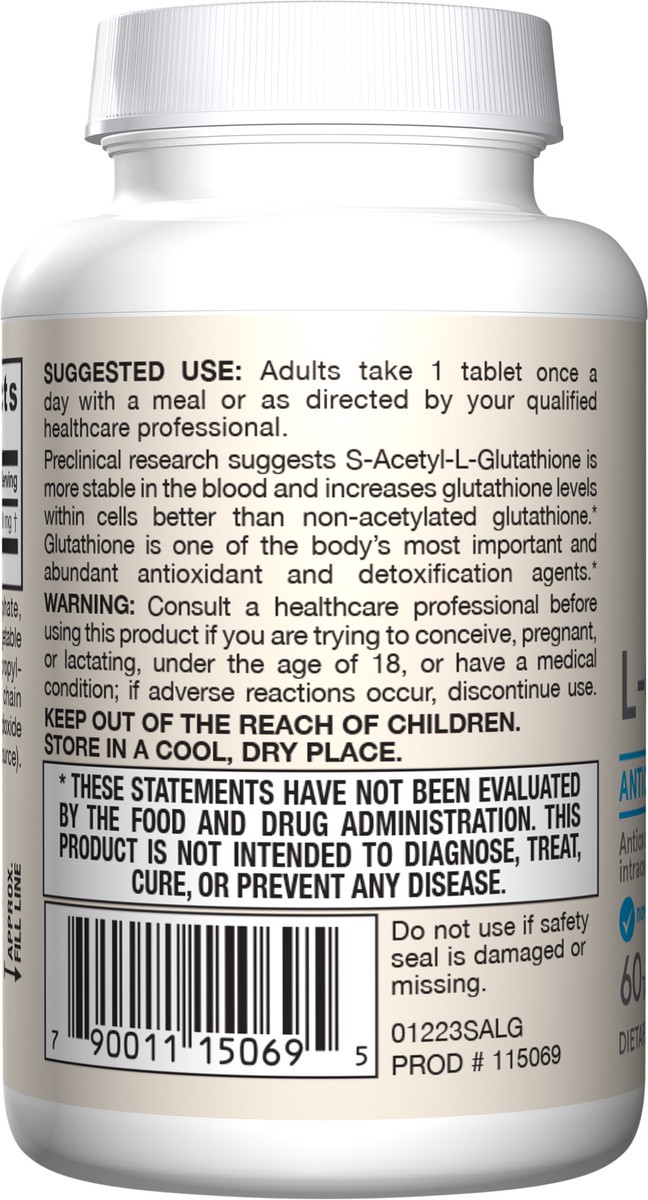 slide 2 of 5, Jarrow Formulas S-Acetyl L-Glutathione 100 mg - 60 Tablets - Intracellular Antioxidant - Liver Support - Dietary Supplement - 60 Servings, 1 ct