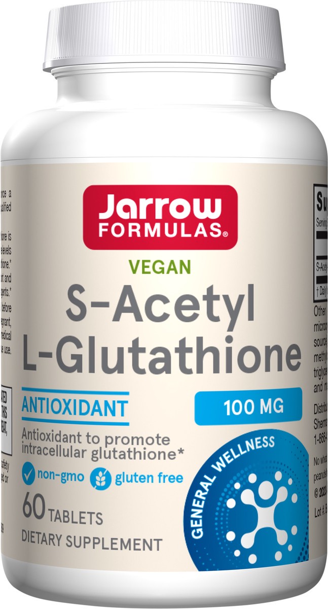 slide 3 of 5, Jarrow Formulas S-Acetyl L-Glutathione 100 mg - 60 Tablets - Intracellular Antioxidant - Liver Support - Dietary Supplement - 60 Servings, 1 ct