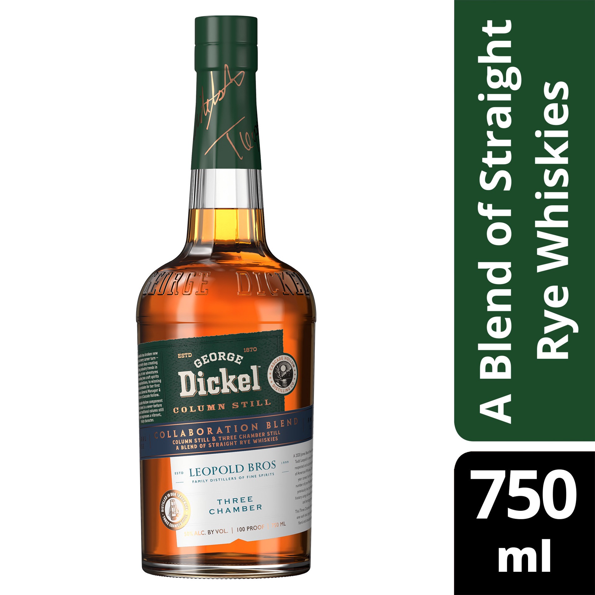 slide 4 of 5, George Dickel and Leopold Bros. Collaboration Blend Rye Whisky, 750 mL, 750 ml