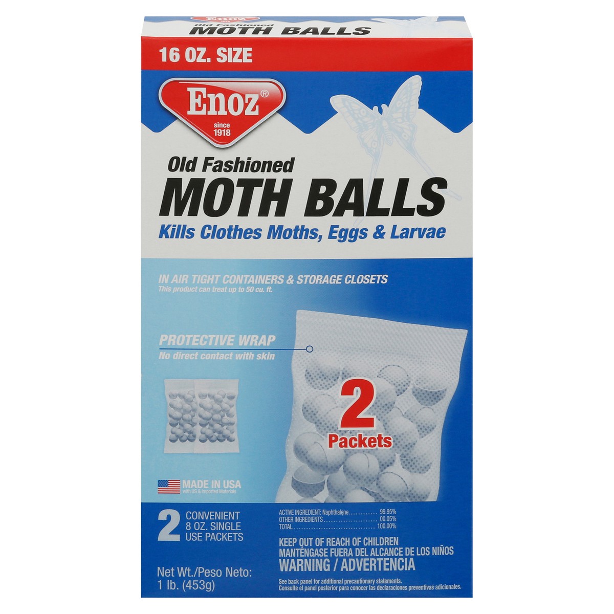 slide 1 of 9, Enoz Old Fashioned Moth Balls 2 - 8 oz Packets, 2 ct