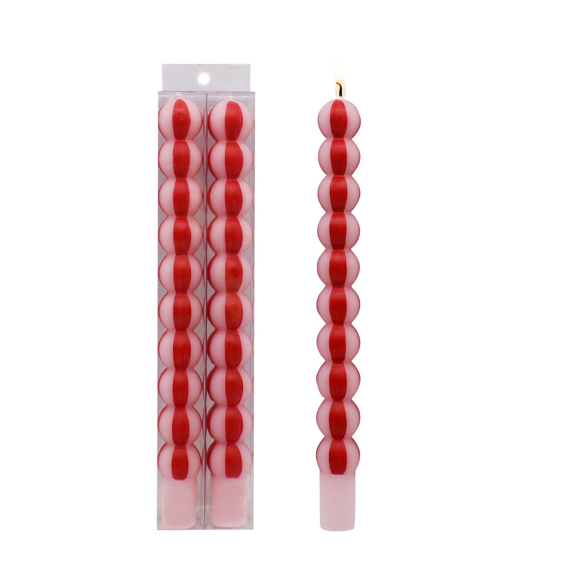slide 3 of 3, 11.25" Red & White Peppermint Unscented Taper Candles, 2ct. By Ashland, 2 ct