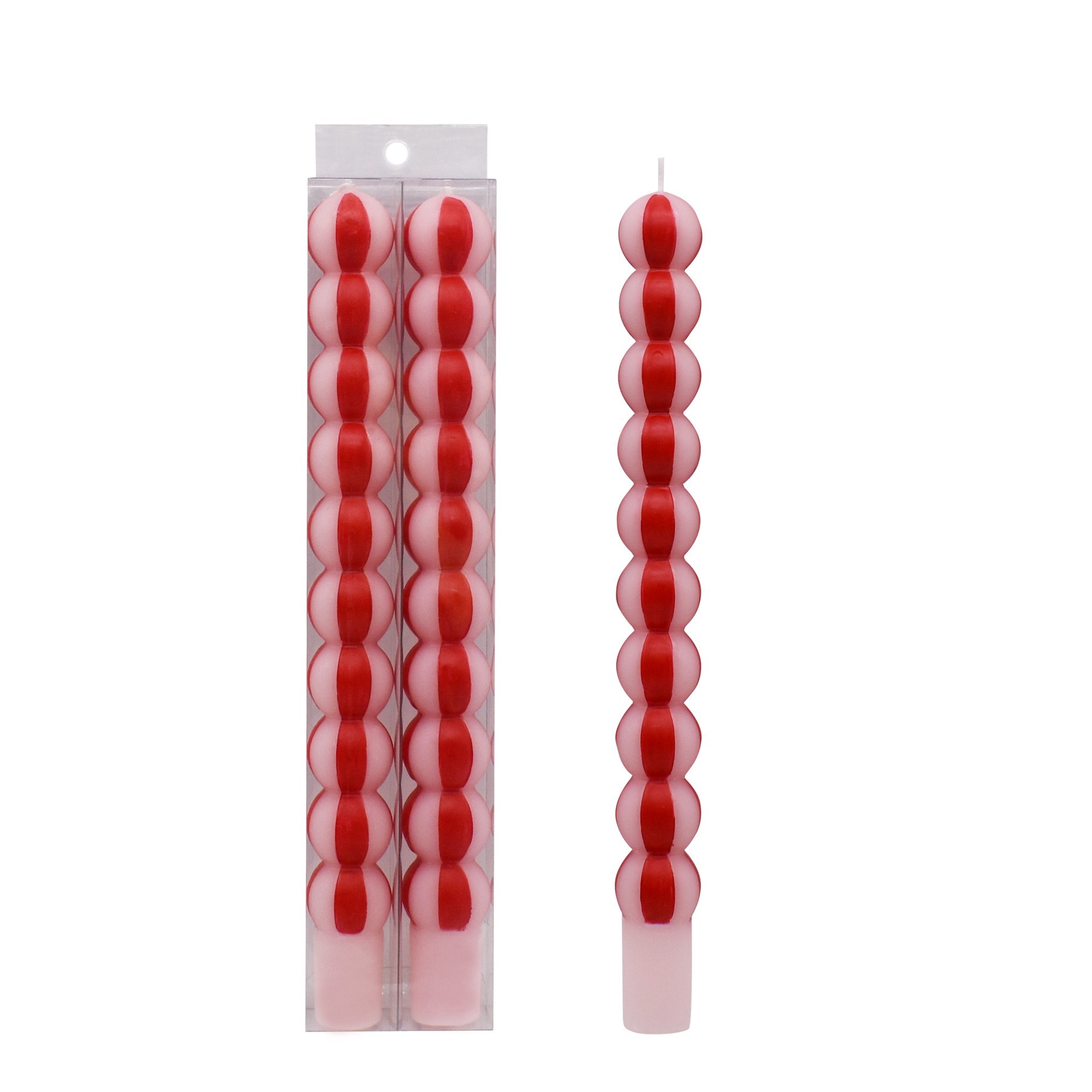 slide 2 of 3, 11.25" Red & White Peppermint Unscented Taper Candles, 2ct. By Ashland, 2 ct