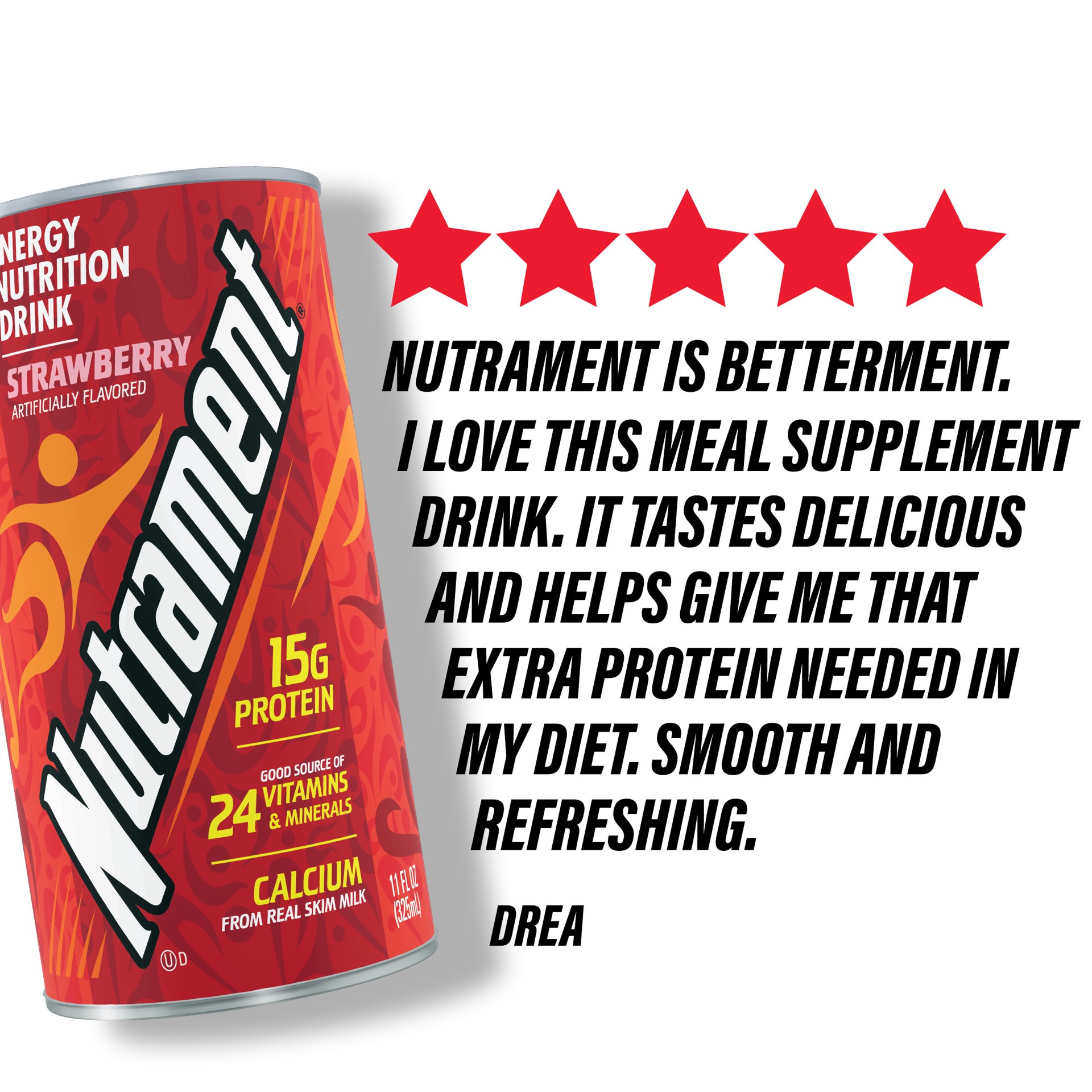 slide 5 of 8, Nutrament Strawberry Nutrition Drink, Energy Drink With Vitamins, Minerals And Protein, 11 Fl Oz Can, 11 fl oz