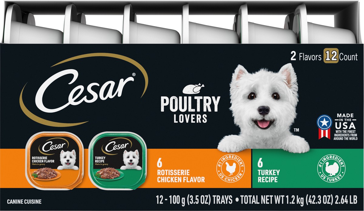 slide 15 of 15, Cesar Poultry Lovers Canine Cuisine 12 - 3.5 oz Trays, 12 ct