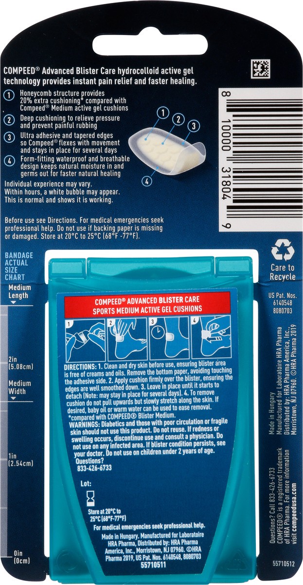 slide 6 of 12, Compeed Sports Medium Advanced Blister Care Active Gel Cushions 8 ea, 8 ct