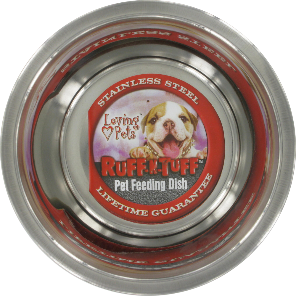 slide 1 of 4, Loving Pets Ruff-N-Tuff Stainless Steel Pet Feeding Dish, 1 qt