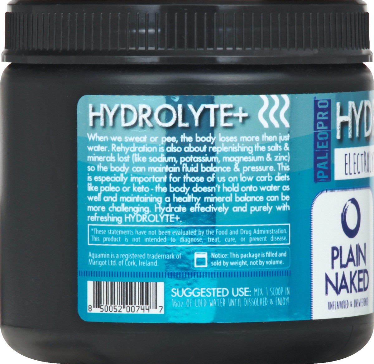 slide 11 of 13, Hydrolyte + Electrolyte Unflavored & Unsweetened Plain Naked Drink Supplement 1 ea, 6.3 oz
