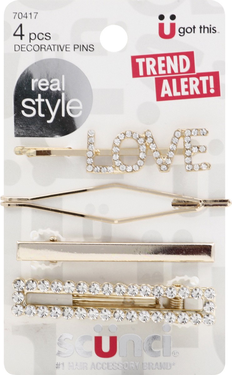slide 1 of 9, scünci U Got This Real Style Decorative Pins 4 ea, 1 ct