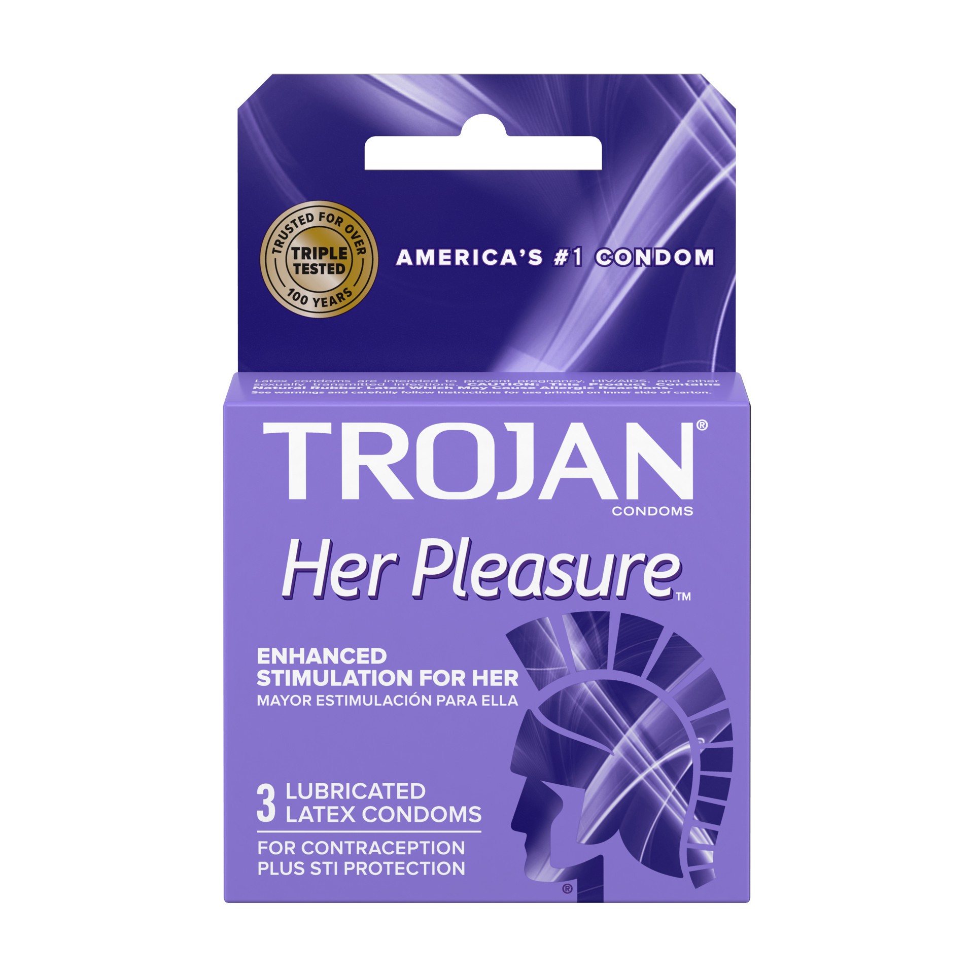 slide 1 of 3, Trojan Her Pleasure Sensations Lubricated Condoms, 3ct, 3 ct