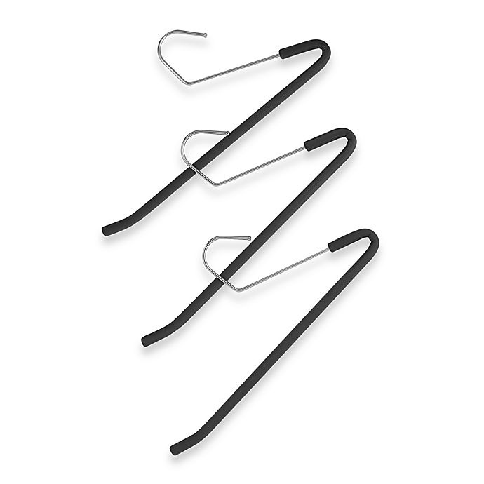 slide 1 of 1, ORG Friction Trouser Hangers - Black, 3 ct