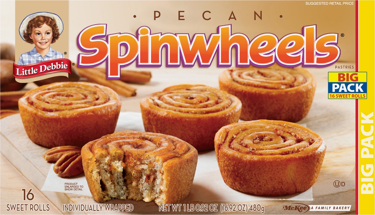 slide 8 of 9, Little Debbie Snack Cakes, Little Debbie Big Pack Pecan SPINWHEELS  sweet rolls, 16 ct