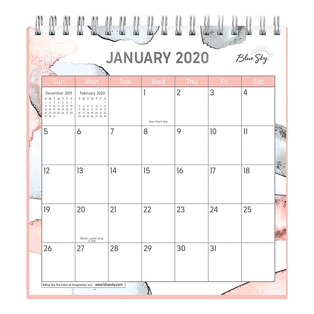 slide 1 of 1, Blue Sky Wirebound Desk Calendar With Stand, 6'' X 6'', Olifant, January To December 2020, 1 ct