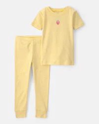 Carters Baby Girl Strawberry 100% Cotton Snug Fit 2-Piece Pajama Set - Yellow Yellow 24M
