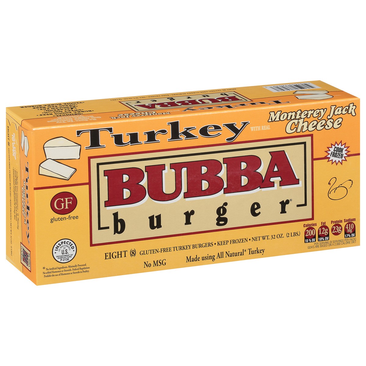 slide 6 of 9, BUBBA Burger Turkey with Monterey Jack Cheese Burgers 8 ea, 8 ct