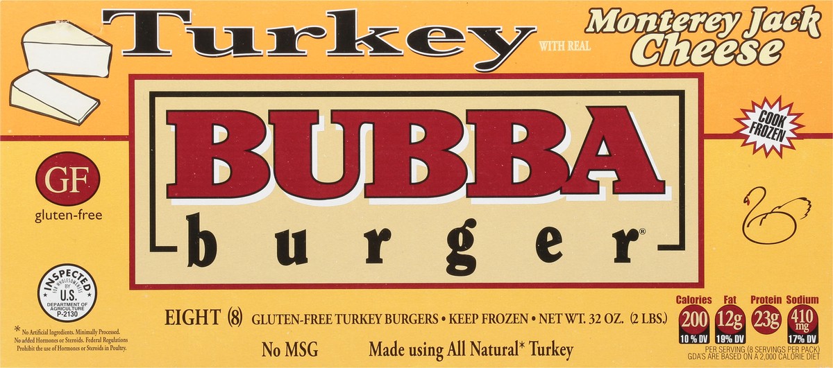 slide 8 of 9, BUBBA Burger Turkey with Monterey Jack Cheese Burgers 8 ea, 8 ct