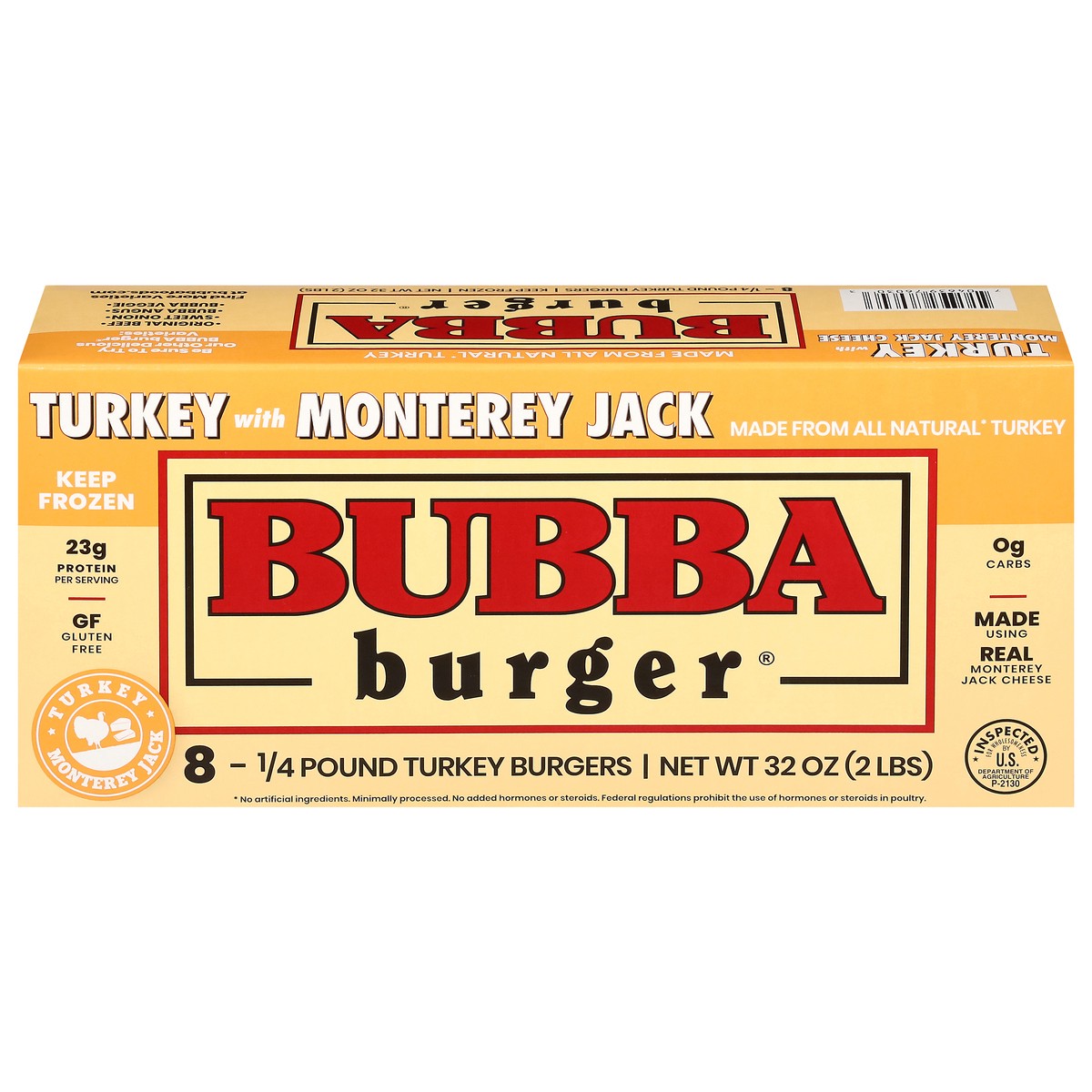 slide 1 of 9, BUBBA Burger Turkey with Monterey Jack Cheese Burgers 8 ea, 8 ct