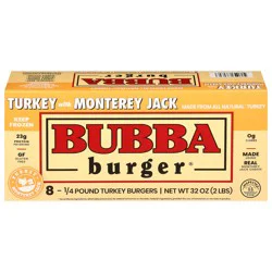 BUBBA Burger Turkey with Monterey Jack Cheese Burgers - 8 ea
