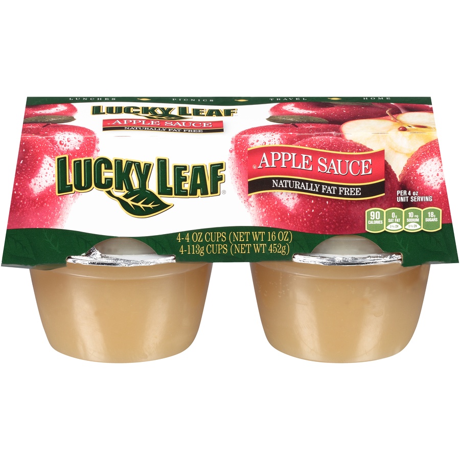 slide 1 of 8, Lucky Leaf Applesauce, 4 ct