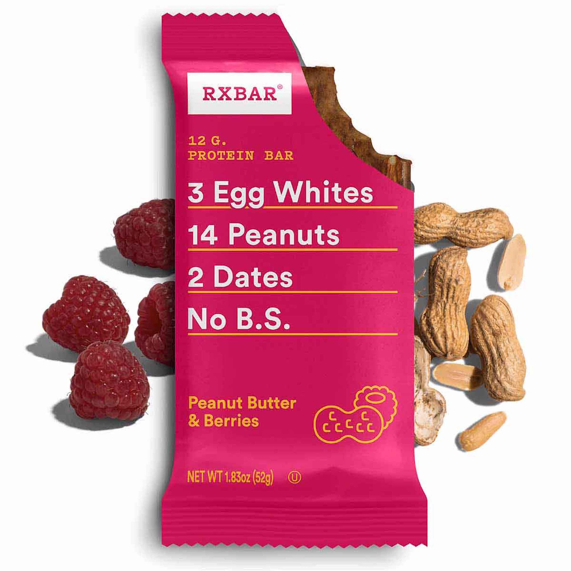 slide 3 of 5, RXBAR Protein Bar, Peanut Butter & Berries, 22 oz, 12 Count, 22 oz