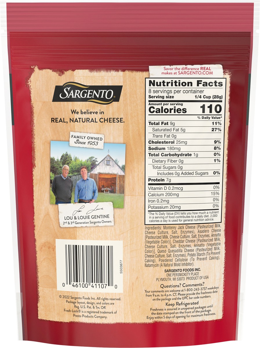 slide 6 of 9, Sargento Shredded 4 Cheese Mexican Natural Cheese, Traditional Cut, 8 oz., 8 oz