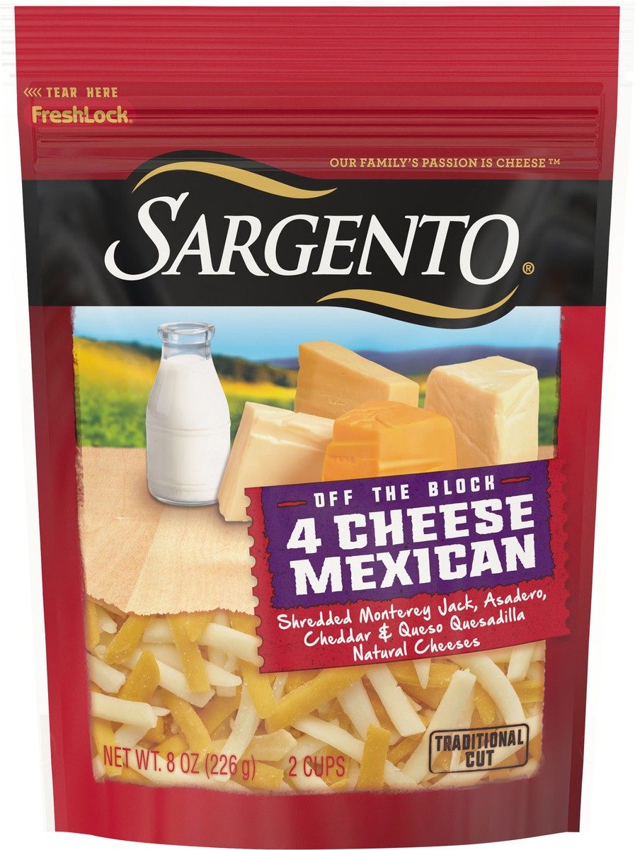 slide 2 of 9, Sargento Shredded 4 Cheese Mexican Natural Cheese, Traditional Cut, 8 oz., 8 oz