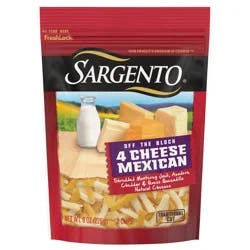 Sargento Shredded 4 Cheese Mexican Natural Cheese, Traditional Cut, 8 oz.
