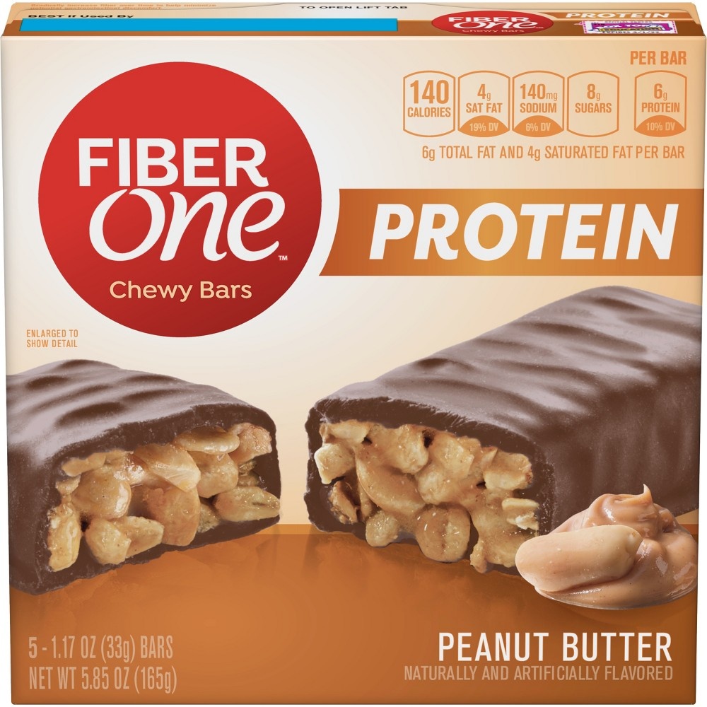 slide 3 of 3, Fiber One Chewy Bars Protein, Peanut Butter, 5 ct