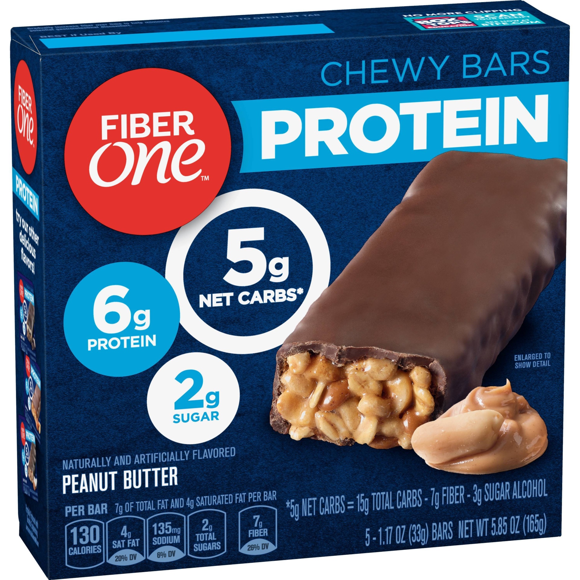 slide 1 of 3, Fiber One Chewy Bars Protein, Peanut Butter, 5 ct