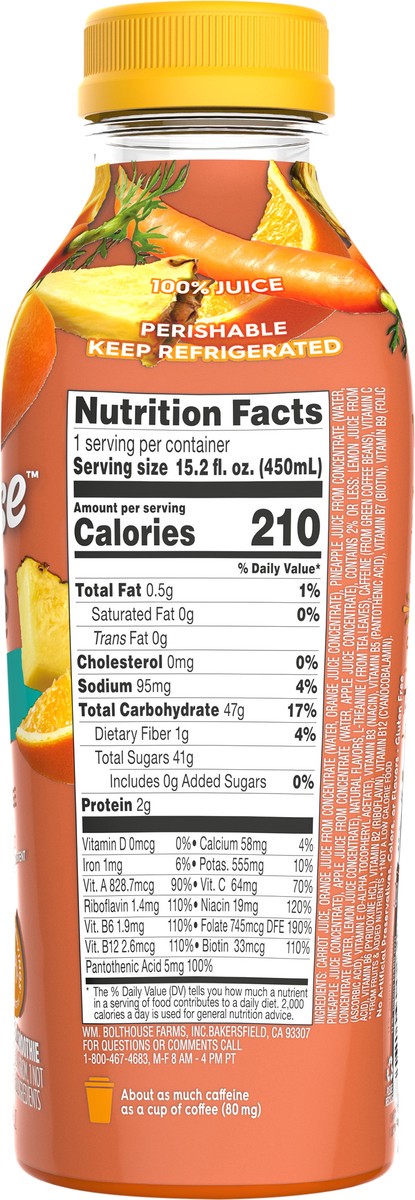 slide 3 of 5, Bolthouse Farms Energy Pineapple Carrot Orange Juice Smoothie- 15.2 oz, 15.2 oz