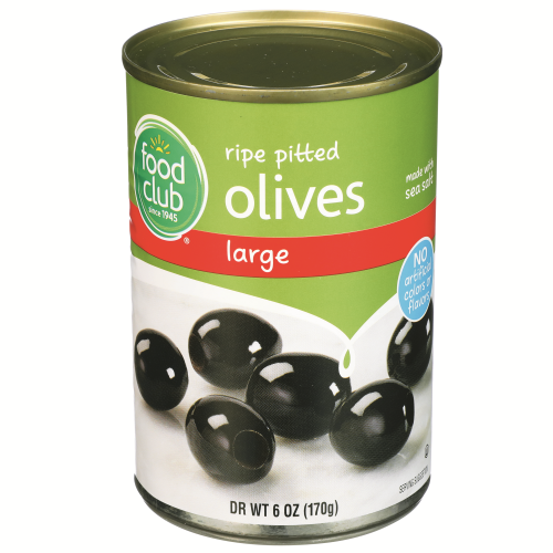 slide 1 of 1, Food Club Large Pitted Olives, 6 oz