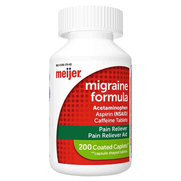 slide 8 of 29, Meijer Migraine Formula, Acetaminophen, Aspirin (NSAID) and Caffeine Tablets, 200 ct
