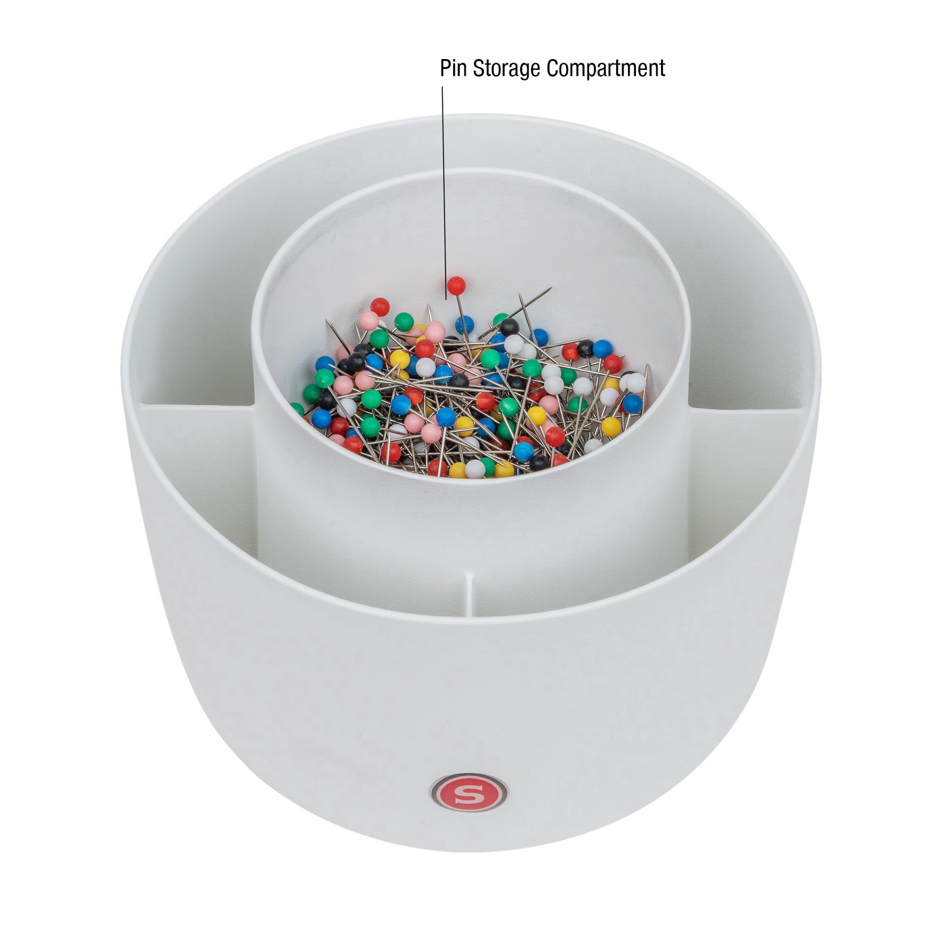 slide 5 of 10, SINGER Pin & Tool Sewing and Craft Organizer Caddy with Built-In Pin Cushion, 5.25 in x 5.25 in